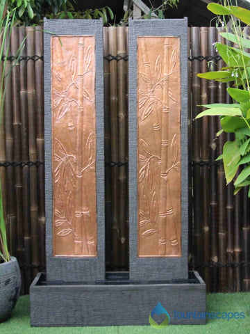 Twin Tower Bamboo Copper Wall Fountain Fountains